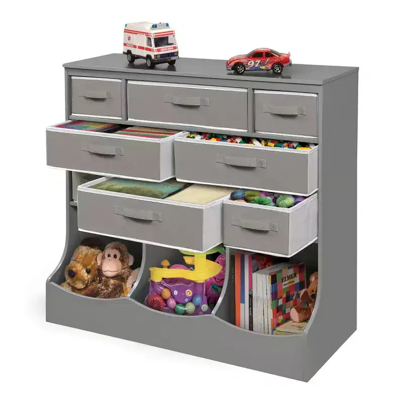 Badger Basket Storage Station with Eight Baskets and Three Bins Gray