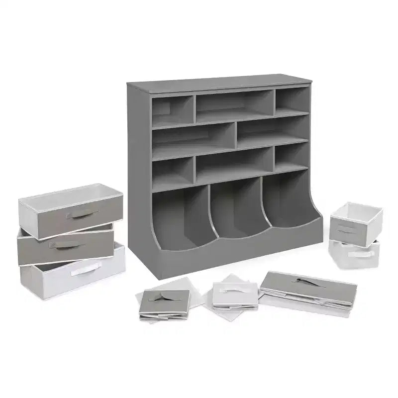 Badger Basket Storage Station with Eight Baskets and Three Bins Gray