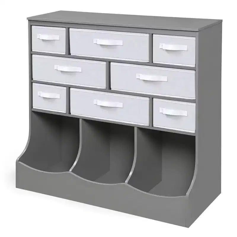 Badger Basket Storage Station with Eight Baskets and Three Bins Gray