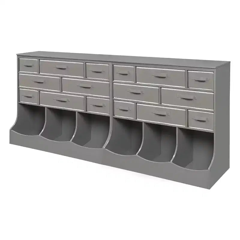 Badger Basket Storage Station with Eight Baskets and Three Bins Gray