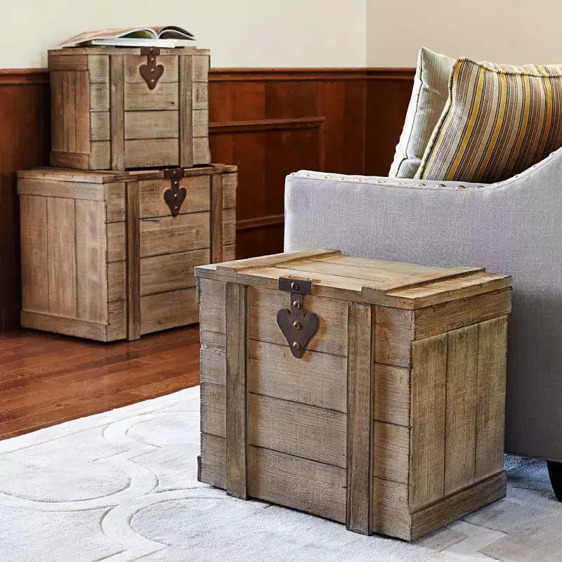 Household Essentials Antiqued Decorative Trunk Medium: Multicolored Storage Trunk, Furniture Trunks, 22" x 13.25" x 18.25"