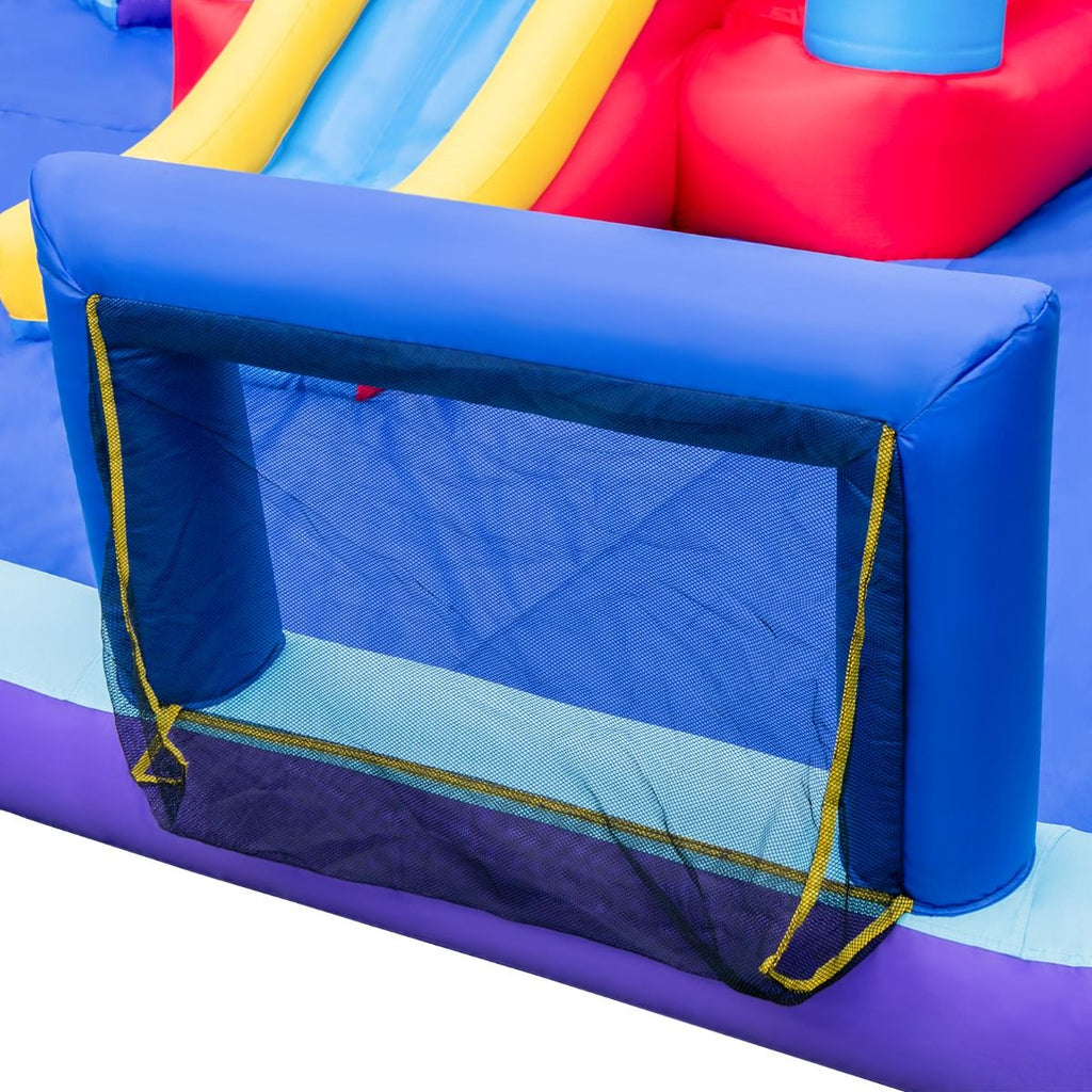Chateau Gonflable à Toboggans Aquatiques Thème de La Fusée pour Enfants Piscine Zone de Saut Pistolet à Eau Escalade Souffleur de 850 W Multicolore