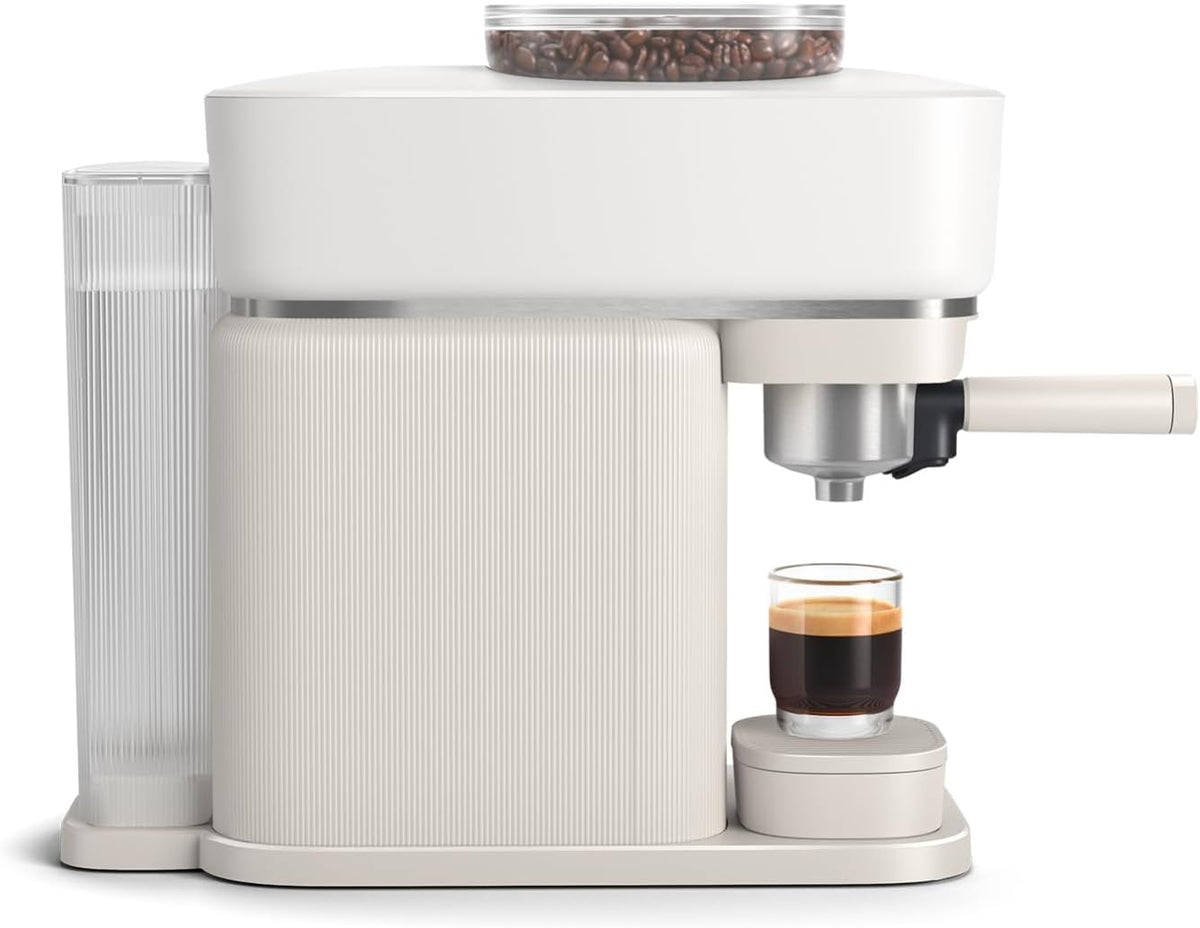Philips Baristina Machine à expresso - Un véritable expresso, en toute simplicité - Compacte - 16 bars de pression - Broyeur intégré - Machine blanche avec porte-filtre blanc (BAR300/00)