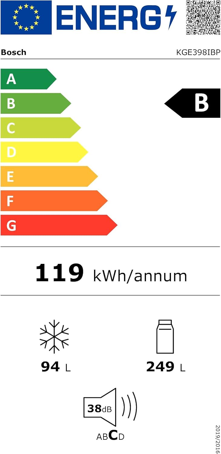 Bosch KGE398IBP - Série 6, Réfrigérateur combiné pose-libre, 201 x 60 cm, Inox anti trace de doigts