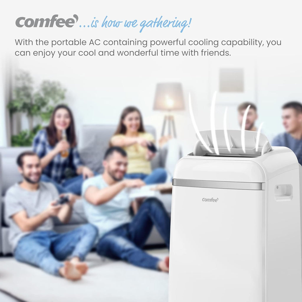 COMFEE' Climatiseur Mobile 9000 BTU/h 2,6kW, 3-EN-1 Refroidisseur Déshumidificateur Ventilateur, Fonction Follow me, Minuterie, Mode nuit, Pour salon et maison de 33©O/88m3, MPPH-09CRN7, R290