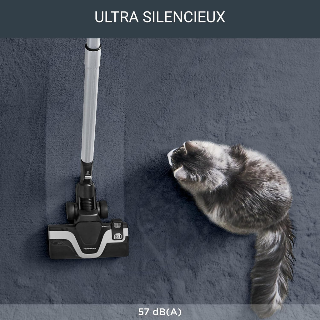 ROWENTA Silence Force Effitech Aspirateur avec Sac, Silencieux 57 DB(A), Basse consommation, Haute Filtration, Rayon d'action 12 m, Fabriqué en France RO7451EA, Bleu