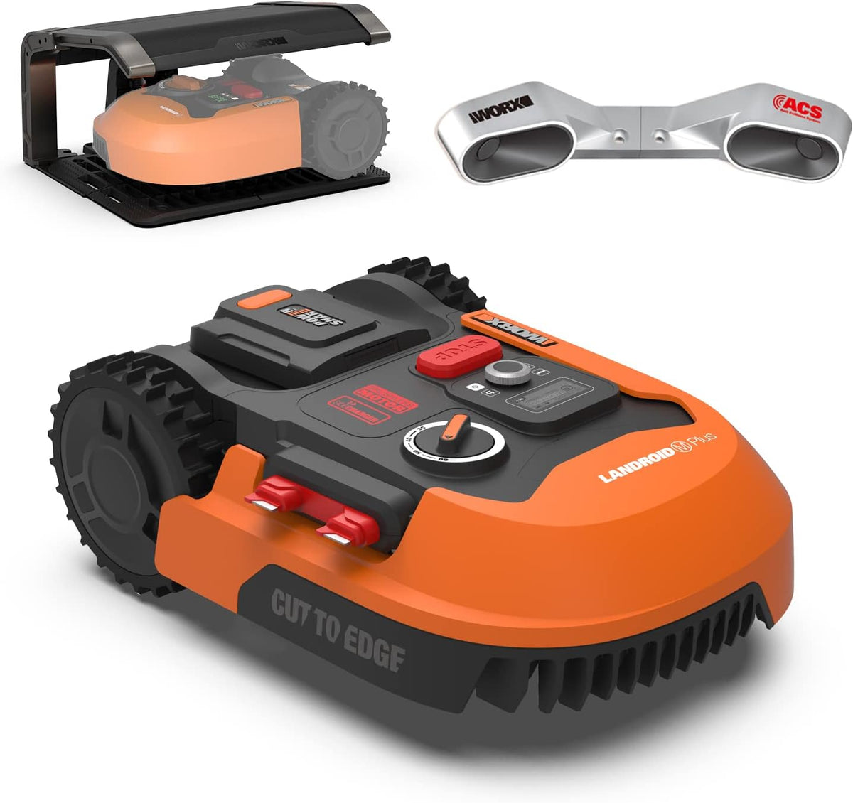WORX LANDROID Vision WR206E.1, Robot Tondeuse sans Fil périphérique 600 m2 Surf.Max 700 m2, Installation en 30 Min, Caméra 4K + IA Adaptative, évite Tous Les Obstacles, Coupe des Bordures, Multizone