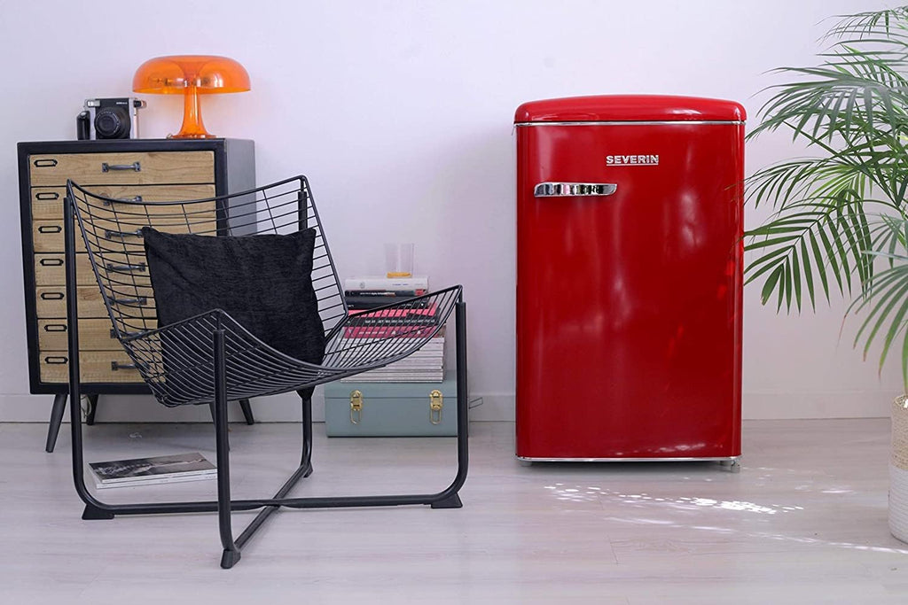 SEVERIN Réfrigérateur Congélateur, Pose libre, Longueur 55 cm, 108L, Classe D, 110 kWh/an, 37 dB, Look rétro, Crème, RKS 8833