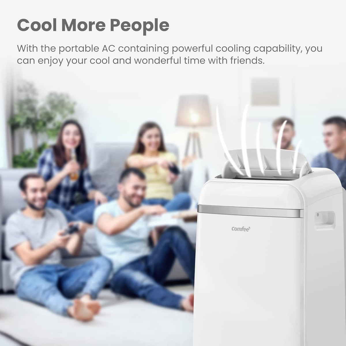 COMFEE' Climatiseur Mobile 9000 BTU/h 2,6kW, 3-EN-1 Refroidisseur Déshumidificateur Ventilateur, Fonction Follow me, Minuterie, Mode nuit, Pour salon et maison de 33©O/88m3, MPPH-09CRN7, R290
