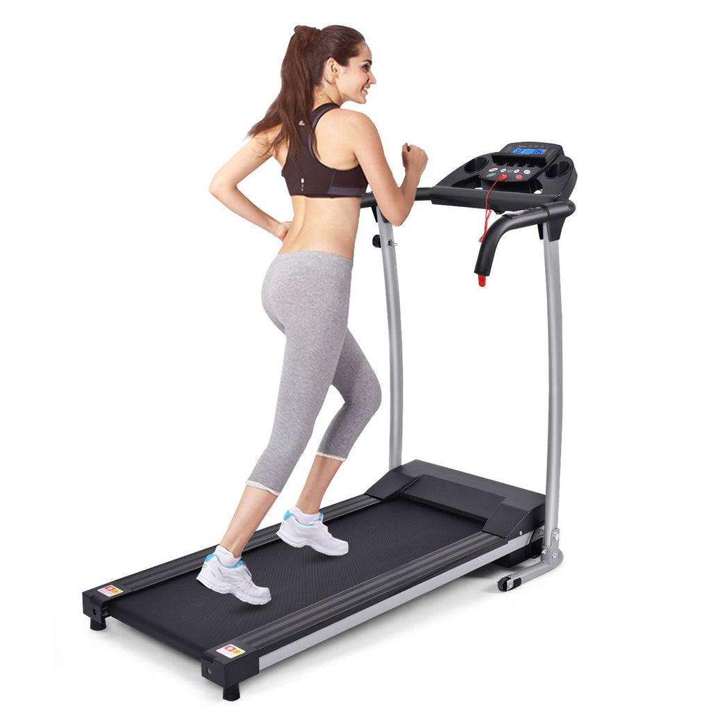 Tapis de Course électrique Pliable avec écran et Moniteur de Fréquence Cardiaque avec Vitesse de 1 à 10 km/h et 12 Programmes Noir
