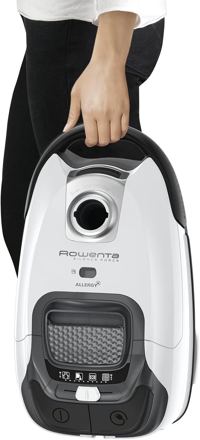 ROWENTA Silence Force Effitech Aspirateur avec Sac, Silencieux 57 DB(A), Basse consommation, Haute Filtration, Rayon d'action 12 m, Fabriqué en France RO7451EA, Bleu