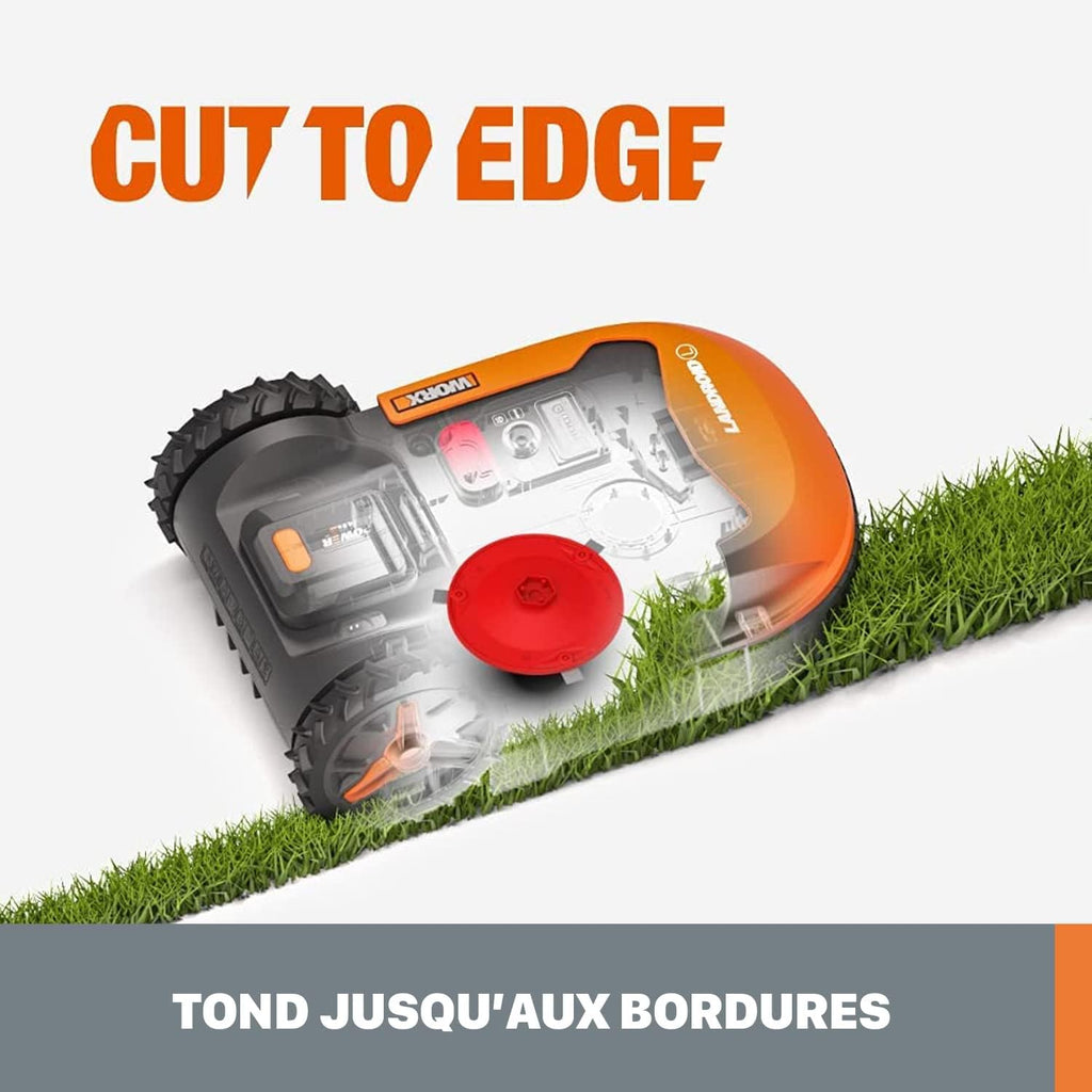 WORX LANDROID Vision WR206E.1, Robot Tondeuse sans Fil périphérique 600 m2 Surf.Max 700 m2, Installation en 30 Min, Caméra 4K + IA Adaptative, évite Tous Les Obstacles, Coupe des Bordures, Multizone