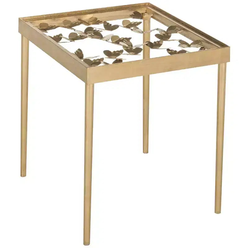 Rosalia Butterfly Side Table - FOX2594A - Gold/Clear - Safavieh Couture