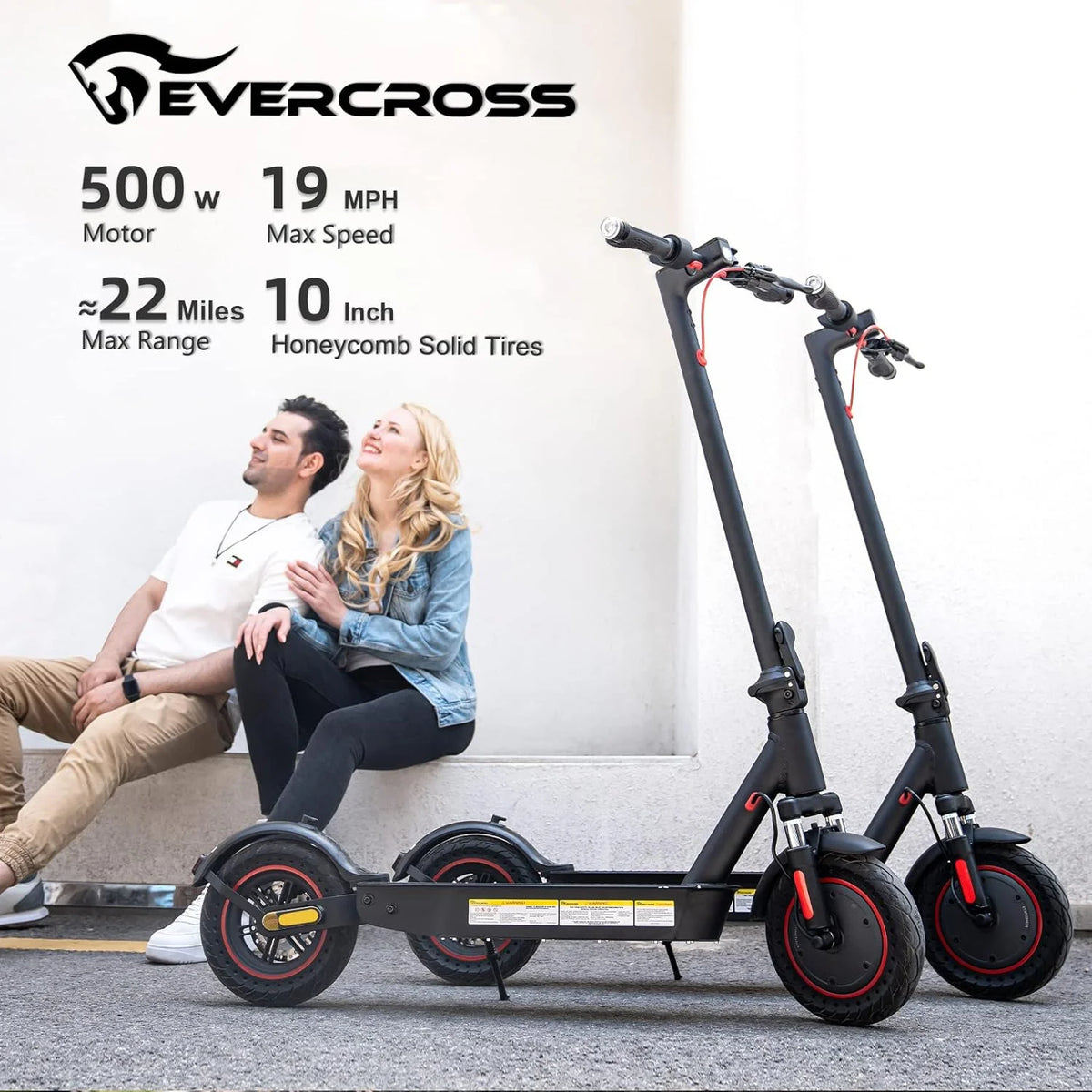 [EU Direct] EVERCROSS EV10K Pro Trottinette électrique Batterie 36V 11.4AH Moteurs 500W Pneus Pleins 10 pouces Autonomie maximale de 30-40KM Charge maximale de 150KG Trottinette pliable