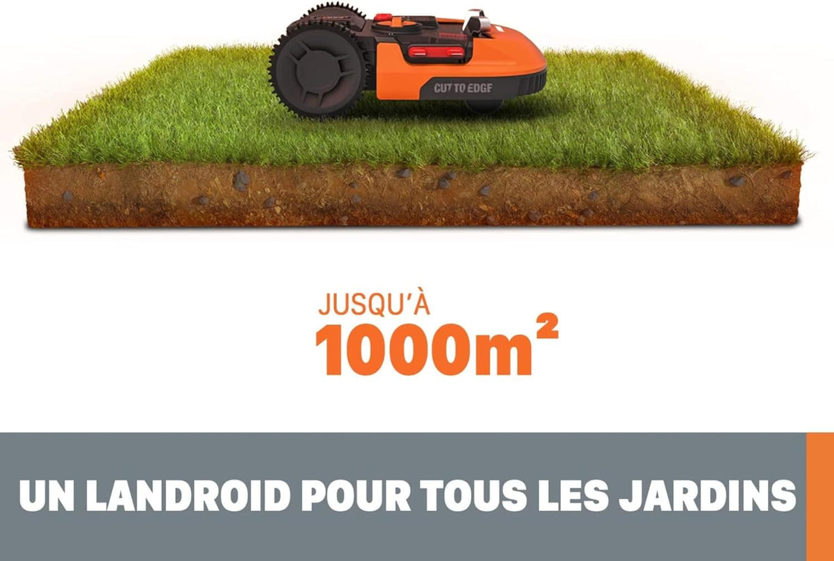 WORX LANDROID Vision WR206E.1, Robot Tondeuse sans Fil périphérique 600 m2 Surf.Max 700 m2, Installation en 30 Min, Caméra 4K + IA Adaptative, évite Tous Les Obstacles, Coupe des Bordures, Multizone