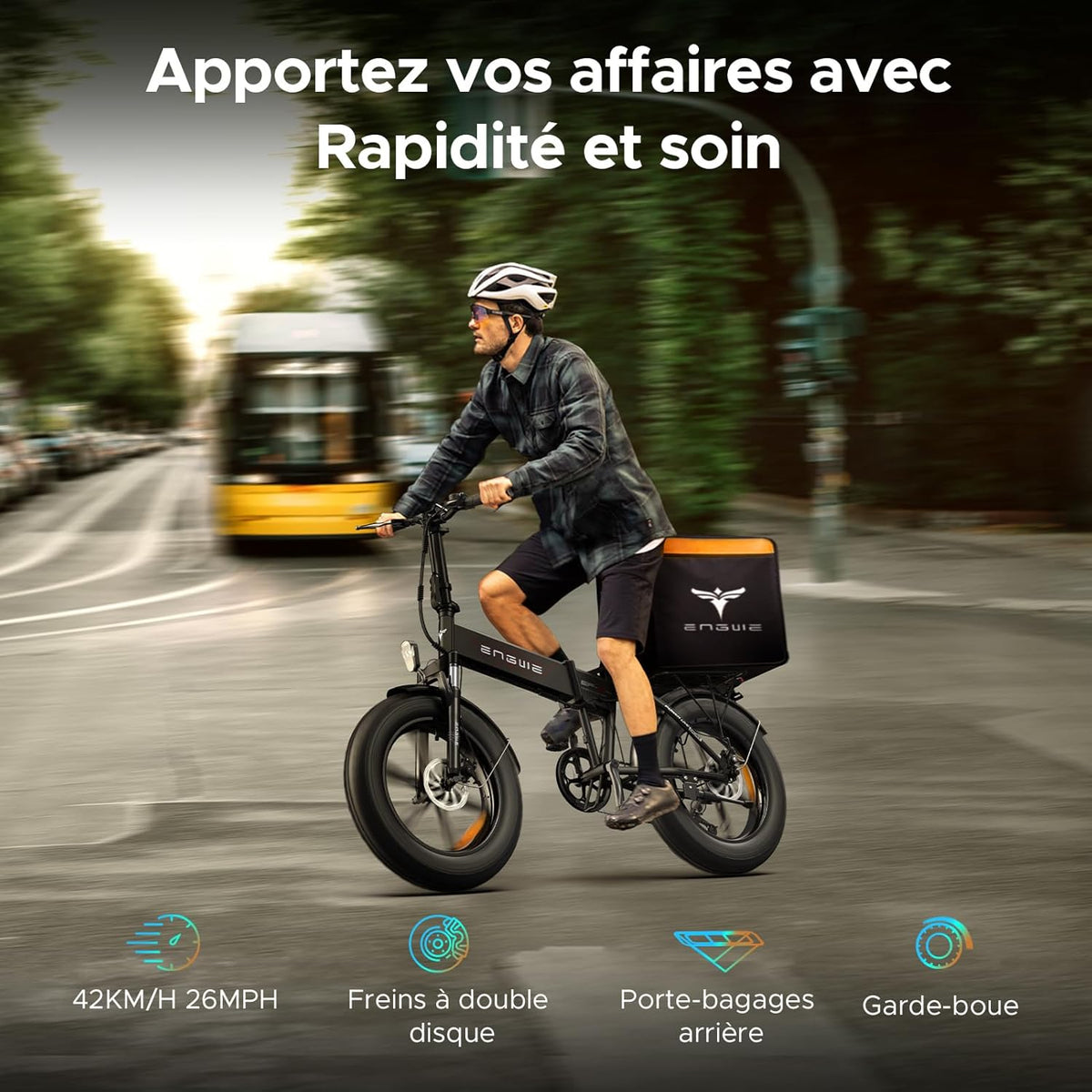 ENGWE EP-2 Pro Vélo électrique Pliable 20 ¡Á 4.0 Fat Bike Electrique 7 Vitesses avec Batterie Amovible 48V 13Ah Autonomie 120km Tout-Terrain & VTT & Plage & Neige